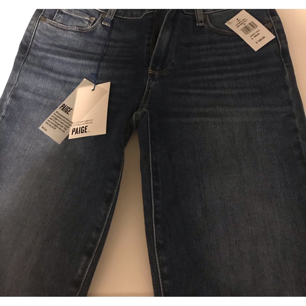 PAIGE WOMEN SIZE 27X26 VERDUGO CROP RAW HEM JEAN NWT ONE LEG KNEE SHRED DESIGN
